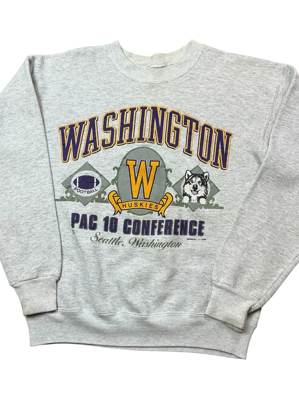 Vintage Washington Huskies PAC 10 Conference 1992 purple and gray crewneck SZ S
